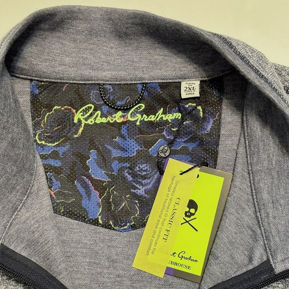 Robert Graham Full Zip Vest Mens 2XL XXL Classic Fit Heather Navy Blue Klose - Picture 6 of 10